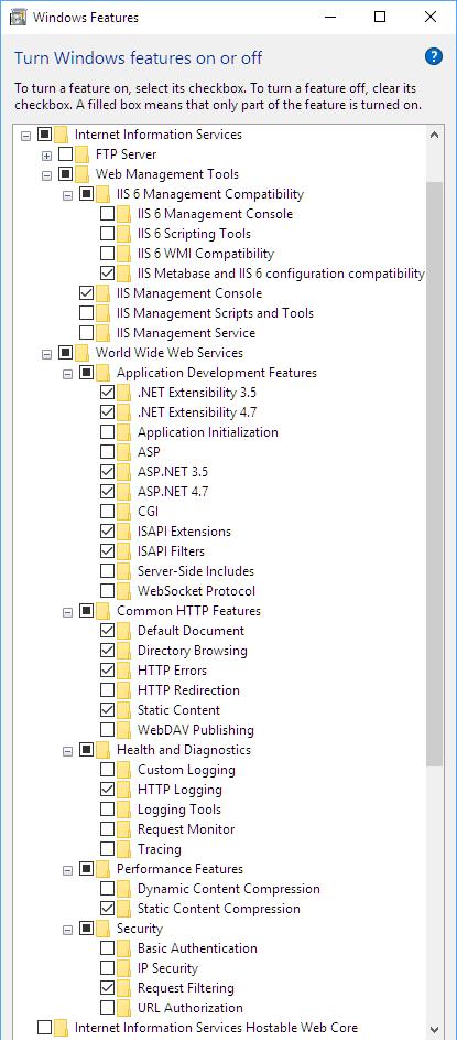 IIS Features